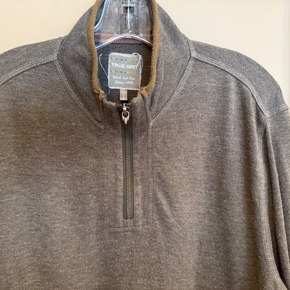 TRUE GRIT Daybreak 1/4 Zip Pullover Top Khaki Brown Gray Size Medium M - Picture 3 of 11